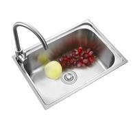 Stainless Steel Kitchen Sink 1 Basin Utility Commercial Wash Basin with Hot & Cold Water Tap Easy to Clean Durable Household Sink for Home & Business Use