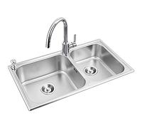 Stainless Steel Kitchen Sink 31. 5 Inch Drop- in Double Bowl Kitchen Sink Sink with Multi- Layer Basket Strainer Falling Back Design Suitable for Bathroom Etc