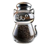 Stainless Steel Lid, Shaker, 4.25x2.76x2.76 Inch Perforated Precision Dispenser, High-Clarity Glass and Stainless Steel Hardware, Sculpted Animal Profile with Style, Cooking Accessory for Barbecue