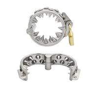 Stainless Steel Male Chastity Testicle Rings with 2 Rows of Spikes Ball Stretcher SM Bondage Chastity Belt Cock Rings Testicle Lock Penis Ring Sex Toy