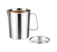 Stainless Steel Measuring Cups - Double Scale Heat Resistant Container with Lid, Milk Frother Cup | Kitchen Cooking Prep Baking Oven Dishwasher Freezer Home Use Indoor Tool Set