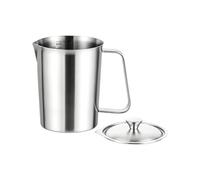 Stainless Steel Measuring Cups - Double Scale Marked Jug With Lid, Durable Kitchen Frothing Cup | Heat Resistant Cooking Baking Prep Container For Home Oven Dishwasher Freezer Use