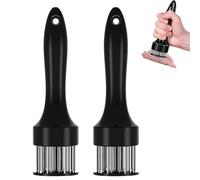 Stainless Steel Meat Tenderizer Needle, 21 Pin Ultra Sharp Meat Tenderizer Tool, Meat Marinating Tool, Steak BBQ Kitchen Cooking Tool, for Tenderizing Pork, Beef, Chicken, Marinade (Black*2)