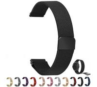 Stainless Steel Mesh Woven Magnetic Watch Band 10mm 12mm 14mm 16mm 18mm 20mm 22mm 24mm Quick Release Metal Strap Smartwatch Replacement Adjustable Wristband for Men Women(Black and red,14mm)