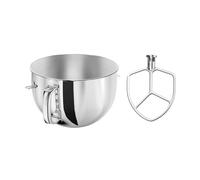Stainless Steel Mixer Bow, Gancho for masa profesional de acero inoxidable y tazón for mezclar for batidora de 5 y 6 cuartos, Compatible con Kitchenaid 5 Plus y 600,for Mixer Bowl Replacement