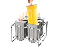 Stainless Steel Molds - 304 Reusable Ice Cream Mold Set 14,5 x 13 x 10 cm | 6 ranuras Ice Pop Maker with Holder Base and 100 Sticks for Homemade Treats various liquids