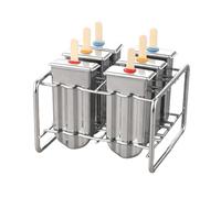 Stainless Steel Molds, Housemade Ice Cream Mold, 6 piezas Set with 100 sticks, Ice Pop Molds with Holder Base, 5,71 x 5,12 x 3,94 pulgadas, Perfect for Homemade or