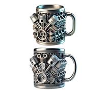 Stainless Steel Mug - Travel Coffee Mug, 300ml Leakproof Double-Wall Vacuum Flask with Engine Design, Portable Water Bottle for Hiking, Car, Gym, Camping, Outdoor Adventures 4.33×3.54in