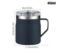 Stainless Steel Mug With Handle - 450ml Tumbler, Outdoor Travel Mug, 450ml Insulated Coffee & Beverage Travel Cup With Vacuum Temperature Retention For Office Students Drivers Gym Daily Commute