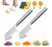 Stainless Steel Multi-purpose Julienne Peeler,2 in 1 Protable Handheld Vegetable Shredder,Quick & Easy Kitchen Shredder Tool,Comfortable Handle &Hanging Holefor Kitchen Peeling Tools (2PCS)