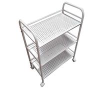 Stainless Steel Multifunctional Trolley Cart On Wheels - Portable Kitchen Island & Wine Storage Serving Cart, Hollow Metal Dining Cart For Home & Hotel Use(White)
