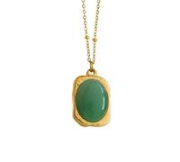 Stainless Steel Necklace Fashion for Women with Oval Stone Pendant Necklaces
