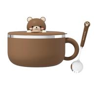 Stainless Steel Noodle Bowl - 1200ml Large Capacity with Phone Holder Lid, Instant Maker Set - Thermal Insulated Handle, Includes Matching Spoon, for College Dorms & Students