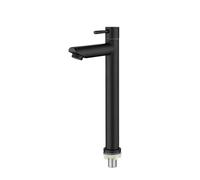 Stainless Steel Quick Open Heighten Single Cold Kitchen Sink Faucet Bathroom Counter Basin Tap(BlackA)