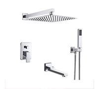 Stainless Steel Rain Shower System, Concealed Chrome Shower Combo Set Wall Mounted Shower Faucet Set with Rainfall Shower Head,10inch