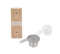 Stainless Steel Refillable Coffee Capsule, Reusable Coffee Pod for Espresso Machines, Food Grade Stainless Steel with Plastic Spoon, Compatible with Most Machines Except