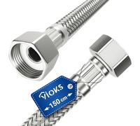Stainless steel reinforced hose 150 cm with 2 x 1/2" connection suitable for drinking water