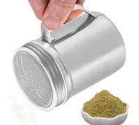 Stainless Steel Salt Shakers - Kitchen Dust Proof Lid, Pepper Shaker Set | Coffee Sugar Flour Container Dispenser, Heavy Duty Metal Dredge With Handle For Baking Table Bar Camping