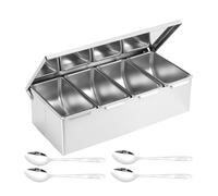 Stainless Steel Seasoning Box Sugar - - - Container with Compartment Salt |