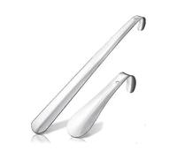 Stainless Steel Shoe Horn, Long Metal Shoe Horn Pack of 2 Shoe Horn - 42 & 16 cm, Long Stainless Steel, Very Sturdy Design Ideal for Travel