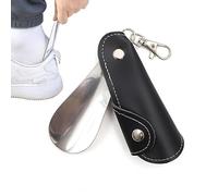 Stainless Steel Shoehorn | Stainless Steel Shoehorn With PU Leather Case Keyring - Space Saving Portable Slip-on Shoes Helper | Care Products & Shoe Accessories For Seniors Kids Men Women
