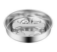 Stainless Steel Slow Feeder - Reversible Bone Maze Dog Bowl | Non-Slip Anti-Tip Metal Licking Plate | Healthy Enrichment Feeding for Puppy Cat Small Medium Breed Indoor Outdoor Home Camping Travel Pet