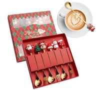 Stainless Steel Small Spoons - 1 Set Festive Tableware for Christmas, Holiday Coffee, Postre, Ice Cream, Fruit, Tea, and Cake Serving, Perfect for Home Dining, Parties and Seasonal Gatherings