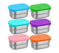 Stainless Steel Snack Containers, Portable Snack Solution, 8 Oz Leak-Proof Food Storage, Silicone Seal Innovation, 6-Piece Lunch Supplies, For Dining, School, Daycare, Home, Kitchen, 3.93 Inches