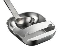 Stainless Steel Spoon Rest - Spatula Ladle Holder | Lid Holder With Drip Tray | Self-Standing Spatula Holders | Kitchen Ladle Rest | For Home Cooking Restaurant Buffet Baking Desk Counter Indoor