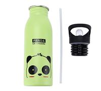 Stainless Steel Sport Water Bottle 500ml Cute Vacuum Insulated Water Bottle with Sucking Mouth for Outdoor Sports (Suction mouth green panda)