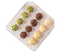 Stainless Steel Square Food Baking Rack Pastry Cake Stand Rose Gold Biscuit Barbecue Cooling Shelf Kitchen Oven Baki Bakeware(Single)