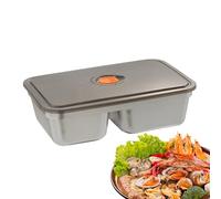 Stainless Steel Square Lunch Box - Square Lunch Box with Lid | Metal Snack Boxes Container | Meal Prep Containers Stainless Steel 2 Dividers Food Container | Reusable Airtight Snack Boxes for Kitchen