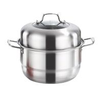 Stainless Steel Steamer Pot Set - Stainless Steel 28cm | Heavy Duty Double Layer Cooking Pot | Food Steaming Cookware For Vegetables Seafood Dumplings Soup Family Meal Preparation
