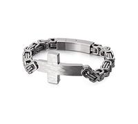 Stainless Steel Strand Bracelets, Cross Cuff Bracelet, Great Gift for Men, 210x7mm, Stainless Steel, No Gemstone.