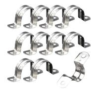 Stainless Steel Strap - U Tube Clamp, Reinforced Rib Extra Strength, 2 Hole 10Pcs Metal Tension Clamp | Long Lasting Heavy Duty On Installation For EMT Conduit Support