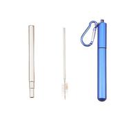 Stainless Steel Straw Retractable Coffee Telescopic Reusable Straws Foldable Beverage 64(Blue)