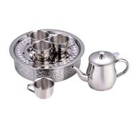 Stainless Steel Tea Set - Children's Tea Set | Teapot Cups and Tray for Kids | 70ml Cups, Long Spout Teapot with Filter Screen for Gathering Travel Home Beginners Picnic Camping Rv