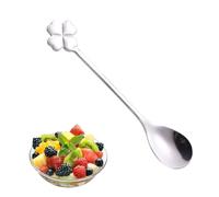 Stainless Steel Teaspoons - 304 Stainless Steel 12.5x2.4cm | Coffee Spoons Cake Scoop, Four Leaf Clover Shape Dinner Spoons | Silverware For Fruit Salad Dessert Cake Coffee Use
