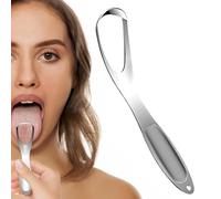 Stainless Steel Tongue Scraper, Breath Cleaner Tool, Fan Shape Design, Wide Ergonomic Handle, Daily Bathroom Essential, Hygiene Accessory