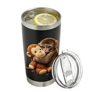 Stainless Steel Tumbler,600ml Monkey Pattern Cup with Lid - Drink Tumbler - for Travel Cafe Tea Drinking Gym Car Office Home Outdoor Party Men Women