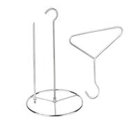 Stainless Steel Turkey Fryer Hook Vertical Chicken Skewer Frying Stand with Lifter Hook Ideal for Thanksgiving Day Backyard Picnic Camping Family Gathering