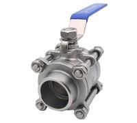 stainless steel valve, 304 Stainless Steel Three Piece Ball Valve, 1/2" 3/4" Thread Internal Thread Water Pipe Welding Valve Switch DN20 25 32 65 80, 1pcs(BSP-THREADED,3/8 Inch)