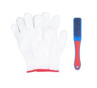 Stainless Steel Wire Brush Set | Heat Tolerant Industrial Grade Maintenance Tool | Expert Brush for Grill / Oven / Wheels / Floors | Comfortable Grip with 2 Gloves Included