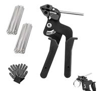 Stainless Steel Zip Ties Gun Kit, Cable Tensioning and Cutting Zip Ties, Heavy Duty Zips Tie Tool with Auto Cut-off, Tensioning and Fastening Pliers for Stainless Steel Tie (1 Set With 100pcs Zip Tie)