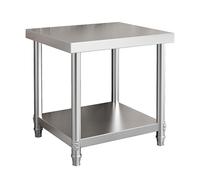 StainlessSteelWorkTableMultifunctional DoubleDeckChoppingCounterwithOpenShelf&Adjustable FeetforKitchenPrepRestaurantCateringandFoodService