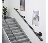 Stair Banister Handrail Black Forjado Hierro de agua Diseño de tubería de agua Rieles de mano para interiores al aire libre Pasos | 1m 1.5m 2m 3m 4m 5m 6m Barandilla de escalera para pasillo ático