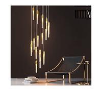 Stair Crystal Duplex Building Lighting Creative Rotating Stairwell Light Luxury Nordic Long LED Chandelier (Color : (18head)