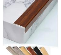 Stair Edging Transition Strip Cuttable, Stair Nose Molding Aluminum Stair Nosing Edge Trim 36" 48", Metal Step Trim L Stair Corner Guards Wide 1.4", Wood Grain(Oak,36"/90cm)(Walnut,36"/90cm)