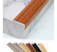 Stair Edging Transition Strip Cuttable, Stair Nose Molding Aluminum Stair Nosing Edge Trim 36" 48", Metal Step Trim L Stair Corner Guards Wide 1.4", Wood Grain(Oak,36"/90cm)(Light Wood,36"/90cm)