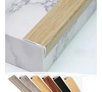 Stair Edging Transition Strip Cuttable, Stair Nose Molding Aluminum Stair Nosing Edge Trim 36" 48", Metal Step Trim L Stair Corner Guards Wide 1.4", Wood Grain(Oak,36"/90cm)(Light Maca,48"/120cm)